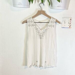 Laffaire White Gauze Sequin Tank Top